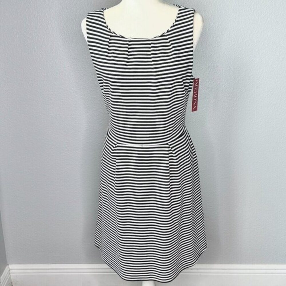 Merona Woman Black & White Stripped Midi Dress